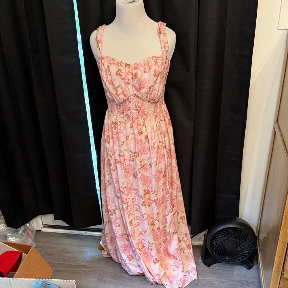 Grace Karin Pink Floral Maxi Dress